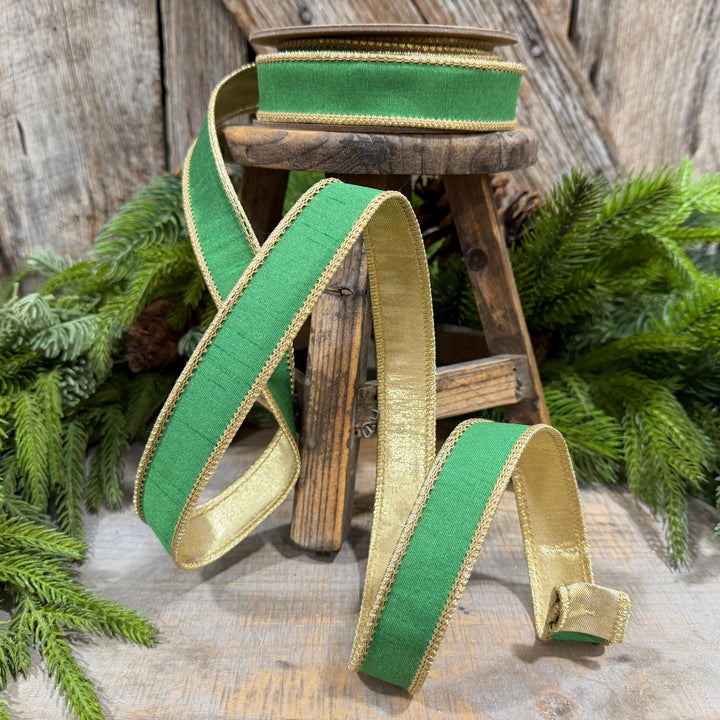 1" Kelly Green Ribbon, Green Gold Ribbon, Christmas Ribbon