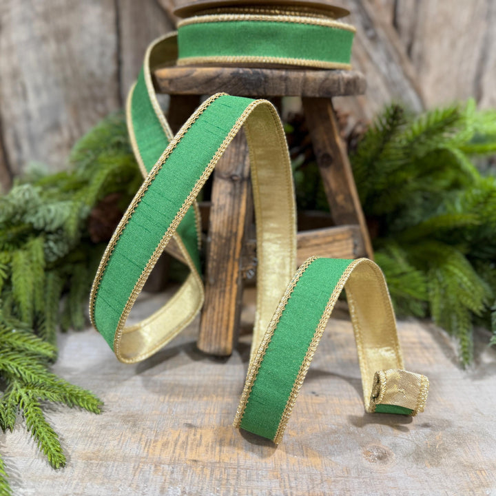 1" Kelly Green Ribbon, Green Gold Ribbon, Christmas Ribbon