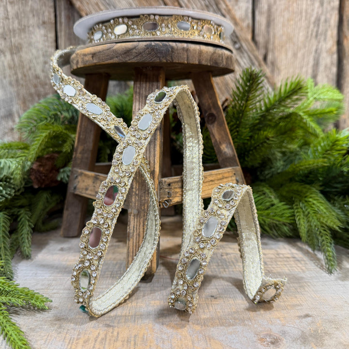 3/4" Crystal Ribbon, Jeweled Ribbon, Farrisilk Crystal Reflections Ribbon, Christmas Ribbon