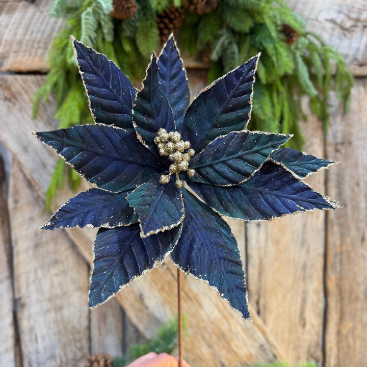 21" Black Watch Plaid Poinsettia Stem