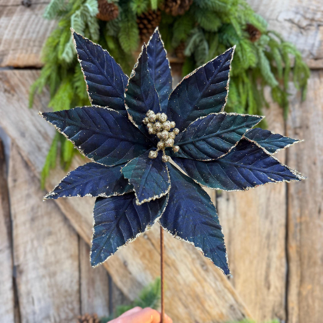21" Black Watch Plaid Poinsettia Stem