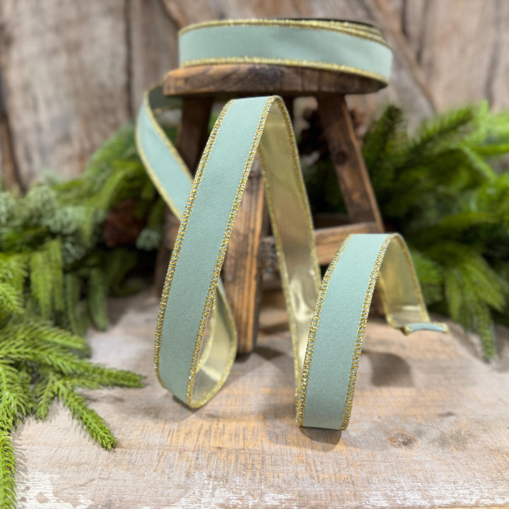 1" Seafoam Aqua Suede Velvet Ribbon, Farrisilk Ribbon, RS290-37