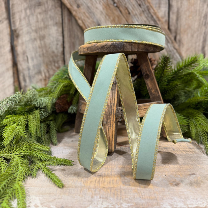 1" Seafoam Aqua Suede Velvet Ribbon, Farrisilk Ribbon, RS290-37