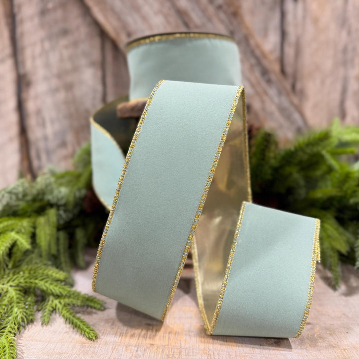 2.5" Seafoam Aqua Suede Velvet Ribbon, Farrisilk Ribbon, RS291-37