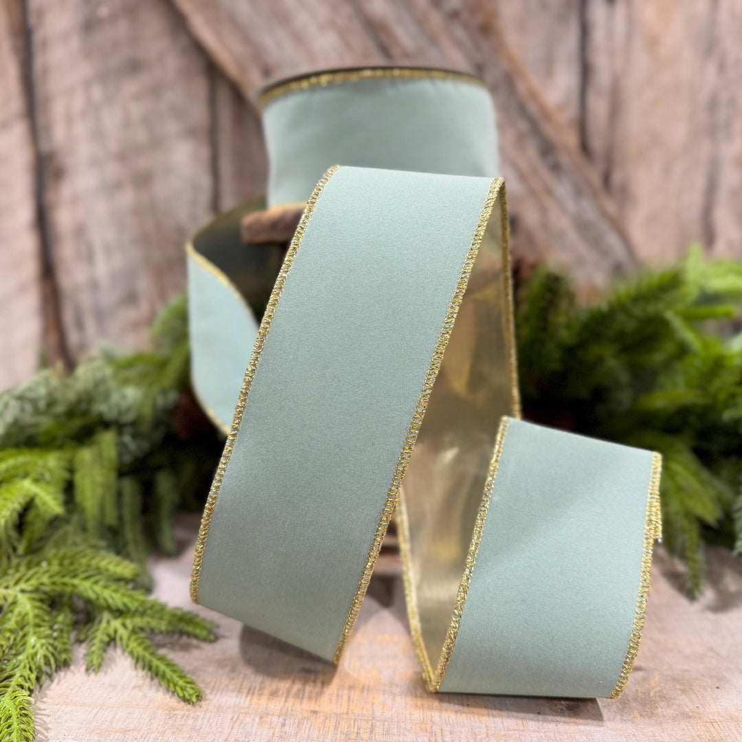 2.5" Seafoam Aqua Suede Velvet Ribbon, Farrisilk Ribbon, RS291-37