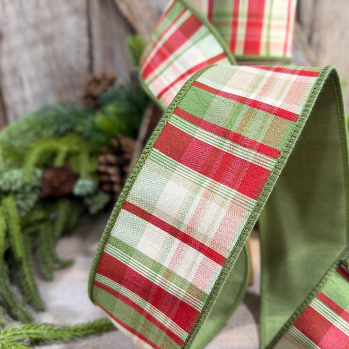 2.5" Christmas Plaid Ribbon, Green Plaid Ribbon, Traditional Christmas Ribbon, Woodsy Christmas