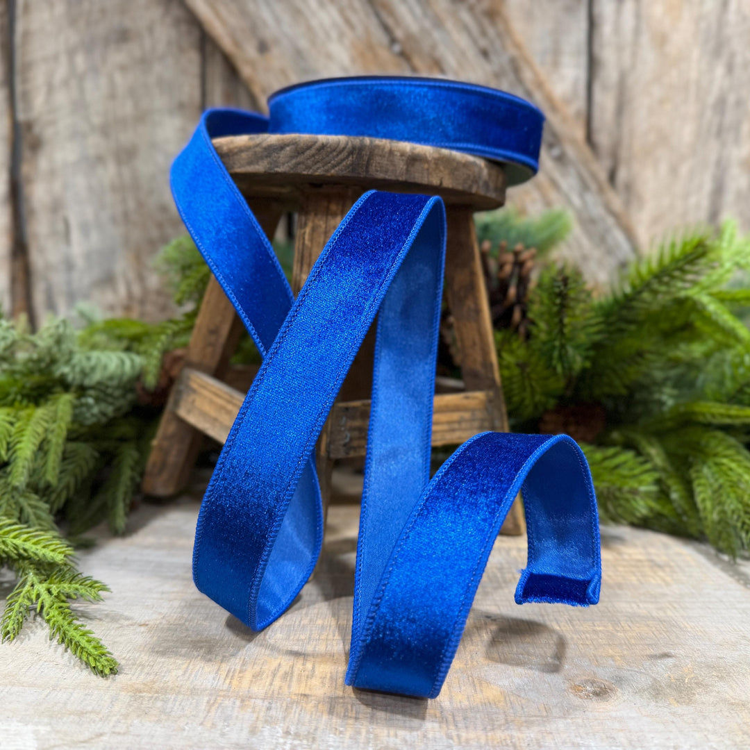 1" Royal Blue Velvet Ribbon, Farrisilk Ribbon, Silky Velvet Ribbon, RS293-26