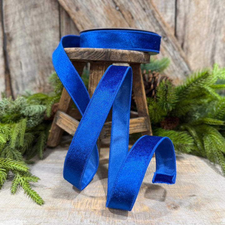 1" Royal Blue Velvet Ribbon, Farrisilk Ribbon, Silky Velvet Ribbon, RS293-26
