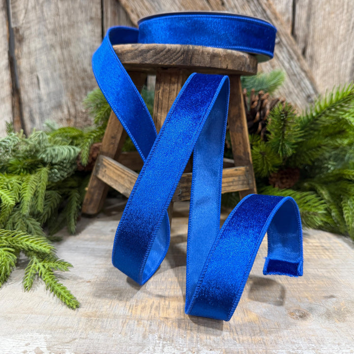1" Royal Blue Velvet Ribbon, Farrisilk Ribbon, Silky Velvet Ribbon, RS293-26