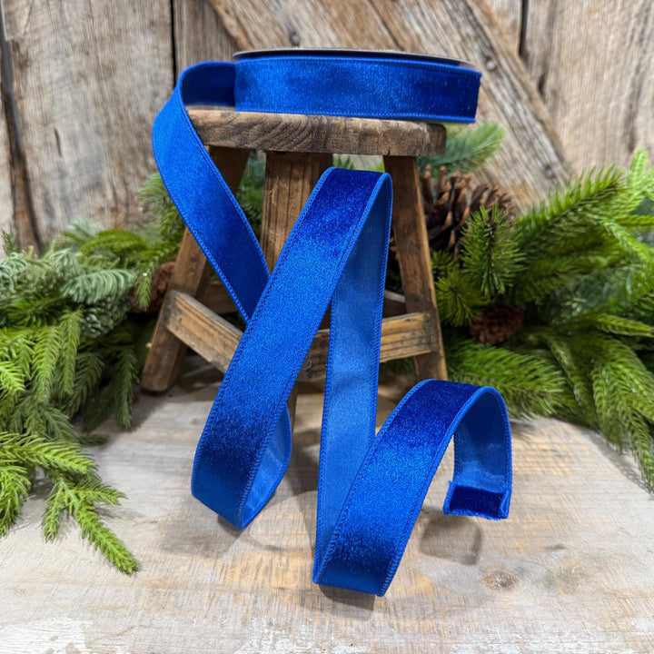 1" Royal Blue Velvet Ribbon, Farrisilk Ribbon, Silky Velvet Ribbon, RS293-26
