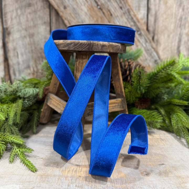 1" Royal Blue Velvet Ribbon, Farrisilk Ribbon, Silky Velvet Ribbon, RS293-26