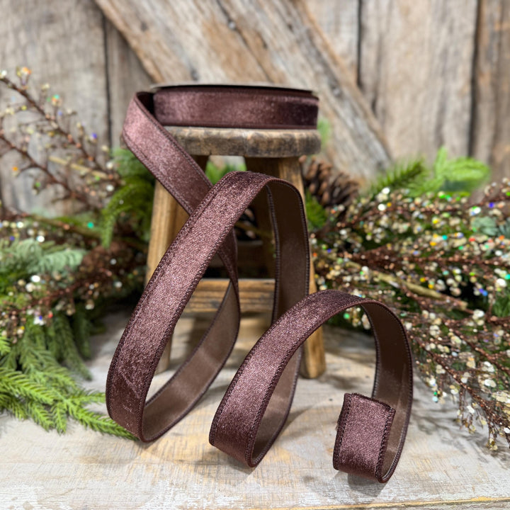 1" Chocolate Brown Velvet Ribbon, Farrisilk Ribbon, Silky Velvet Ribbon, Brown, RS293-23