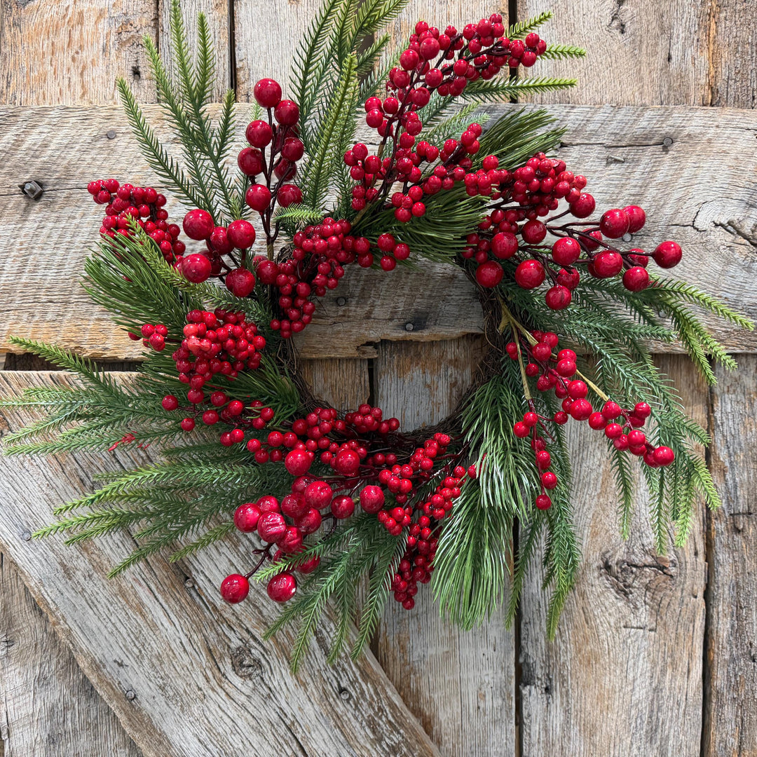 18" Christmas Red Berry Wreath, Cranberry Wreath, Red Wreath, Christmas Front Door, Woodland Christmas Wreath, Artificial Wreath