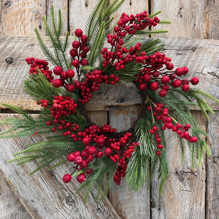 18" Christmas Red Berry Wreath, Cranberry Wreath, Red Wreath, Christmas Front Door, Woodland Christmas Wreath, Artificial Wreath