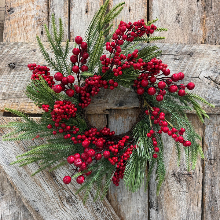 18" Christmas Red Berry Wreath, Cranberry Wreath, Red Wreath, Christmas Front Door, Woodland Christmas Wreath, Artificial Wreath