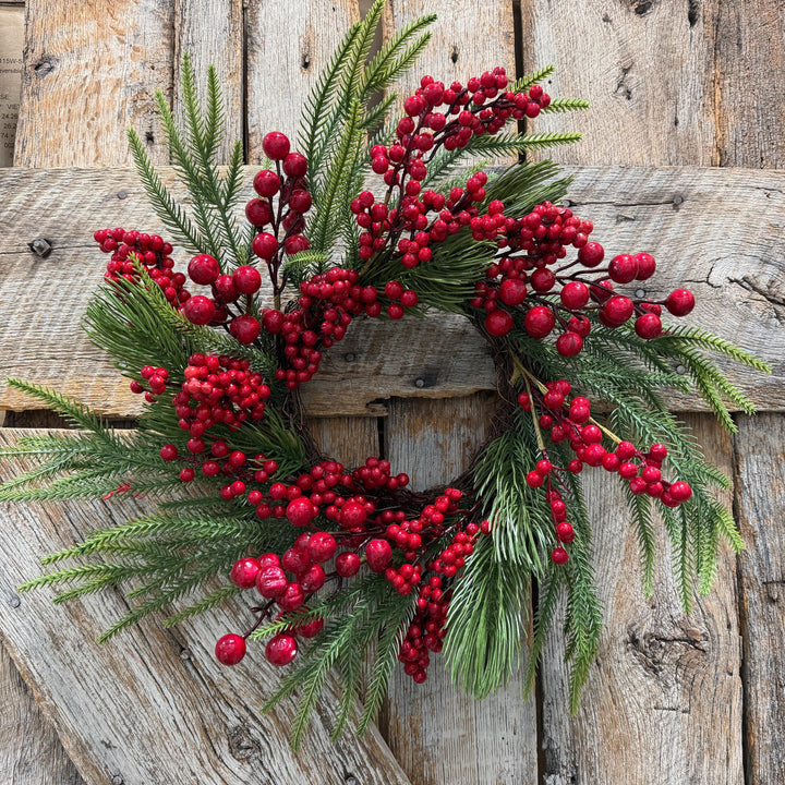 18" Christmas Red Berry Wreath, Cranberry Wreath, Red Wreath, Christmas Front Door, Woodland Christmas Wreath, Artificial Wreath