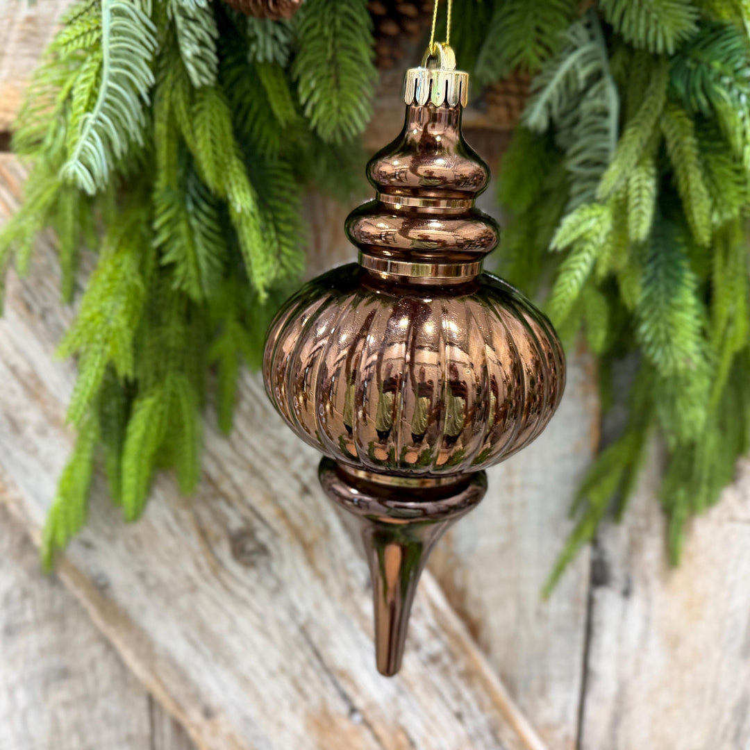 10" Chocolate Brown Finial Ornament, Woodland Theme Ornament