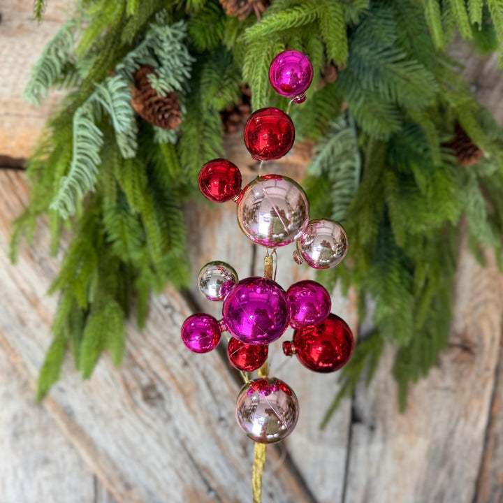 16" Pink Red Ball Spray, Ornament Ball Pick