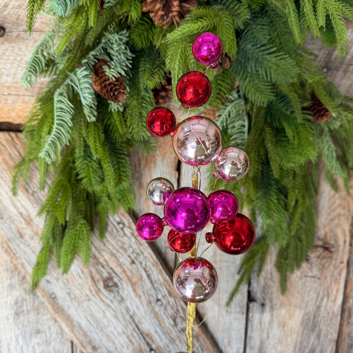 16" Pink Red Ball Spray, Ornament Ball Pick