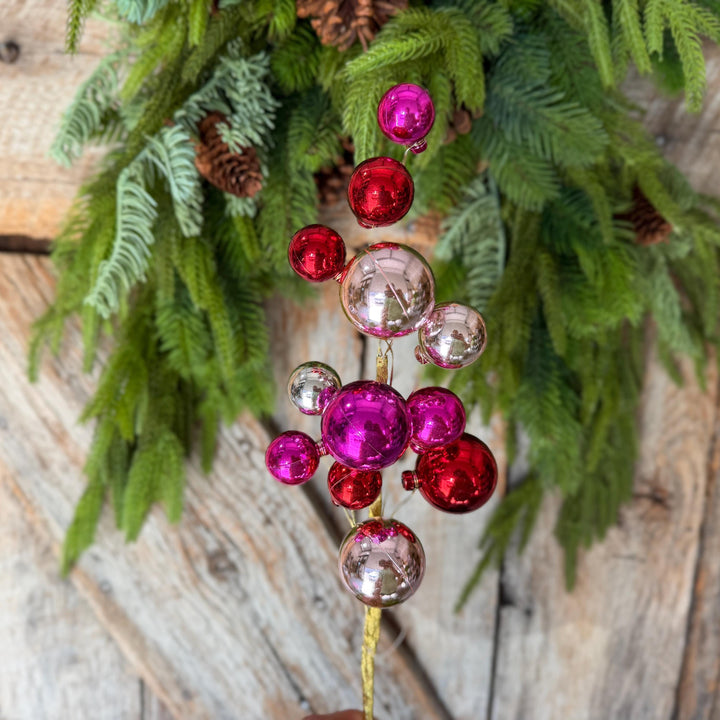 16" Pink Red Ball Spray, Ornament Ball Pick