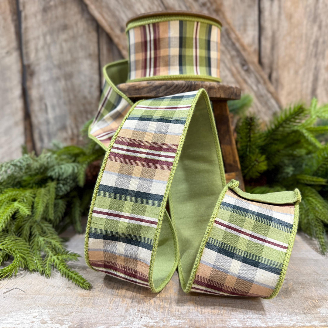2.5" Fall Plaid Ribbon, Christmas Plaid Ribbon, Woodland Christmas Ribbon