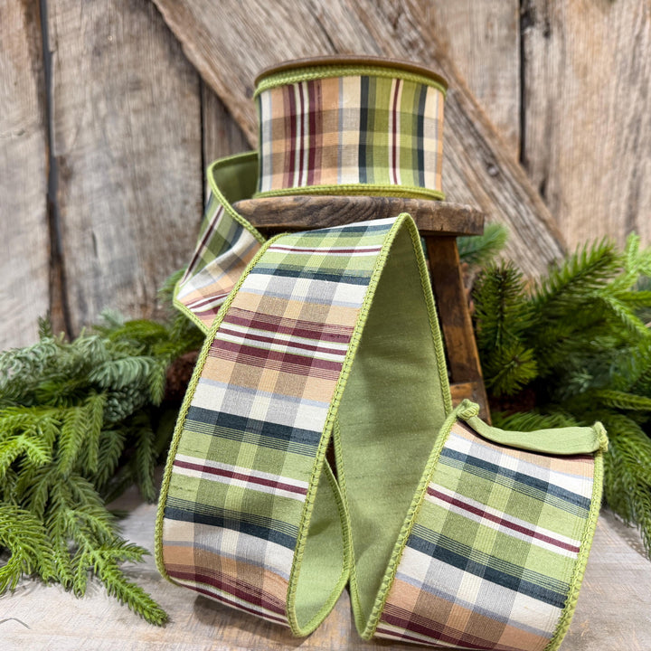 2.5" Fall Plaid Ribbon, Christmas Plaid Ribbon, Woodland Christmas Ribbon
