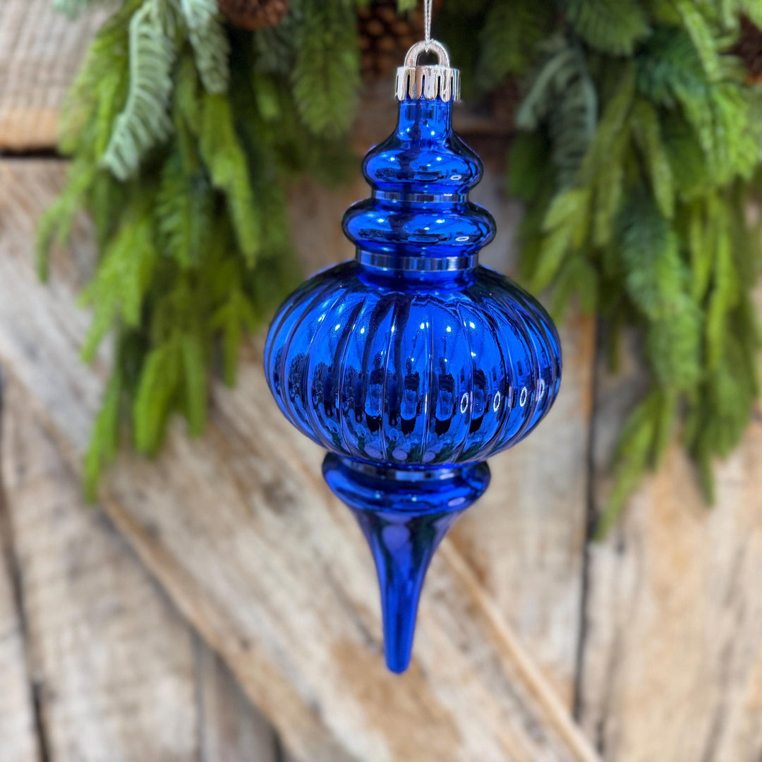 10" Royal Blue Finial Ornament, Blue Christmas Ornament