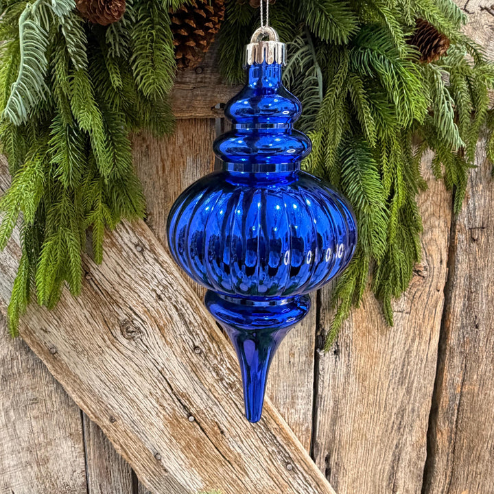 10" Royal Blue Finial Ornament, Blue Christmas Ornament