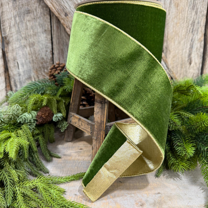 4" Forest Green Velvet Ribbon, Farrisilk Ribbon, Christmas Ribbon, Flashy Velvet Ribbon, RG807-45