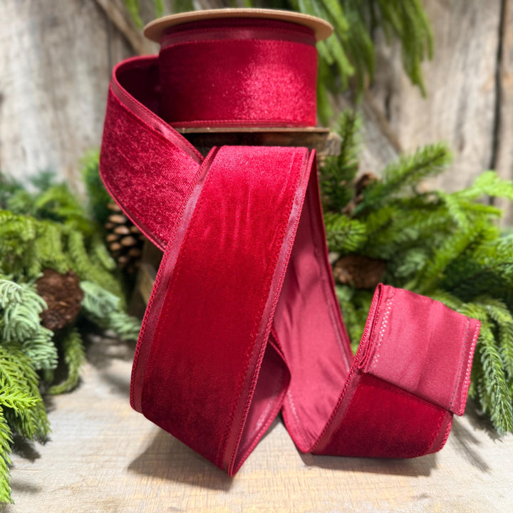 2.5” Burgundy Velvet Ribbon, Maroon Velvet ribbon