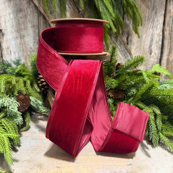 2.5” Burgundy Velvet Ribbon, Maroon Velvet ribbon