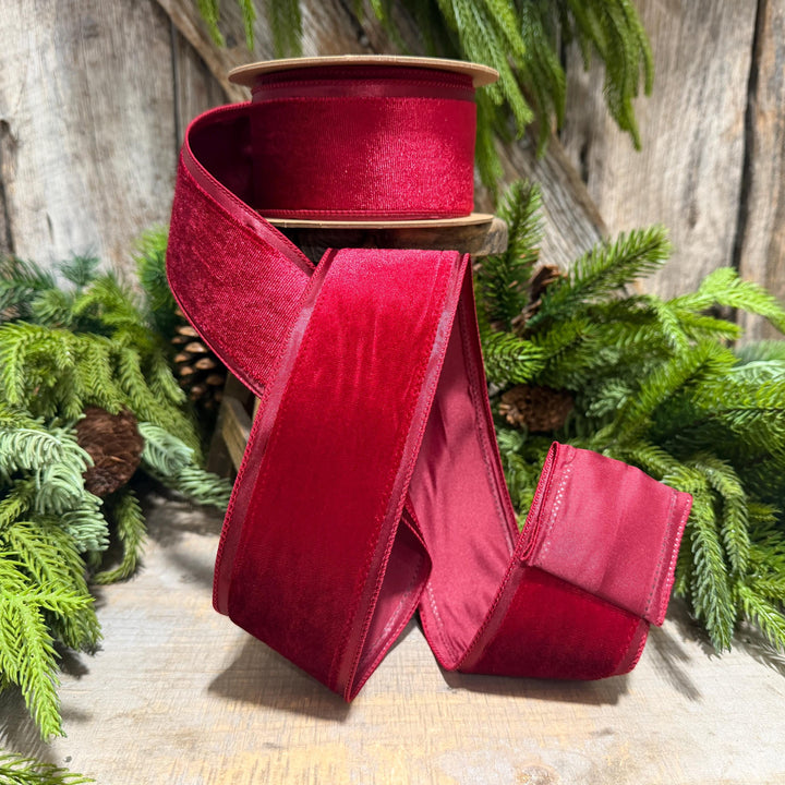2.5” Burgundy Velvet Ribbon, Maroon Velvet ribbon