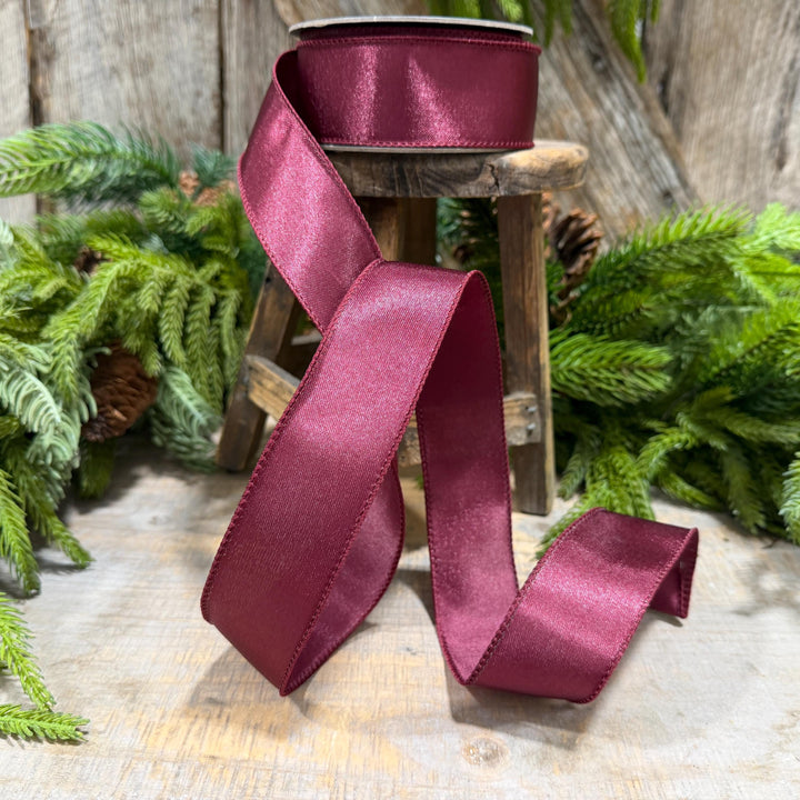 1.5" Burgundy Satin Ribbon, Burgundy Christmas Ribbon,