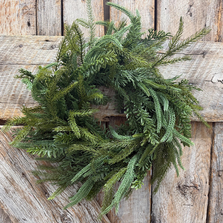 20" Real Touch Pine Wreath, Pine Mix Artificial Wreath