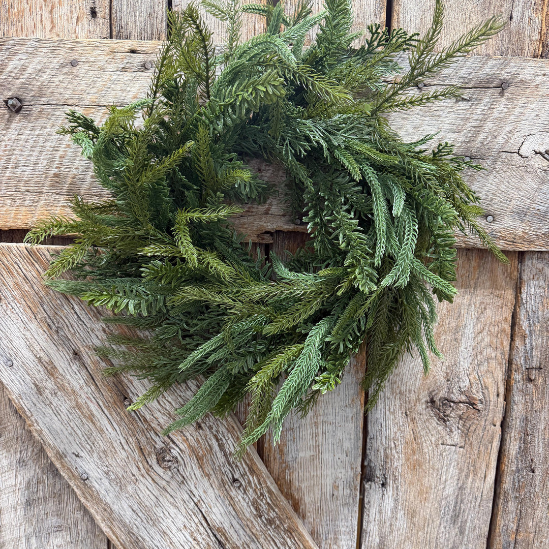 20" Real Touch Pine Wreath, Pine Mix Artificial Wreath
