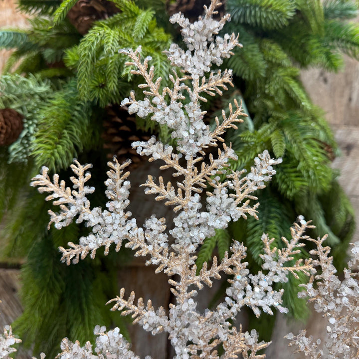 31" Champagne Sequin Cedar Spray, Christmas Tree Spray