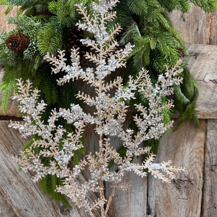 31" Champagne Sequin Cedar Spray, Christmas Tree Spray
