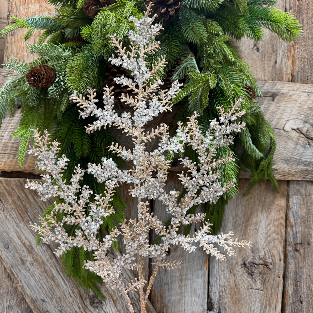 31" Champagne Sequin Cedar Spray, Christmas Tree Spray