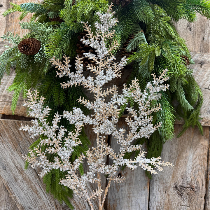 31" Champagne Sequin Cedar Spray, Christmas Tree Spray