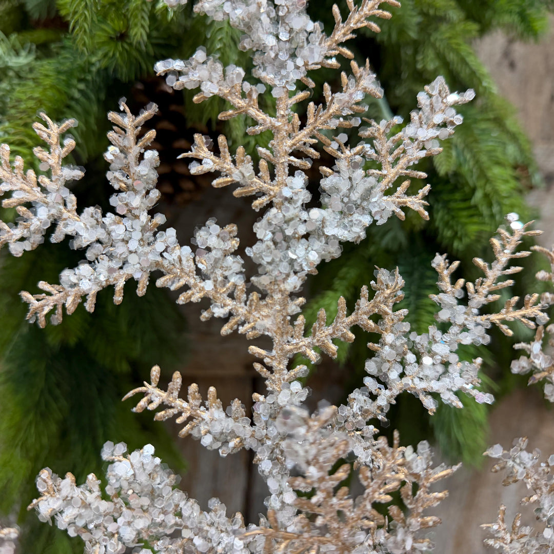 31" Champagne Sequin Cedar Spray, Christmas Tree Spray
