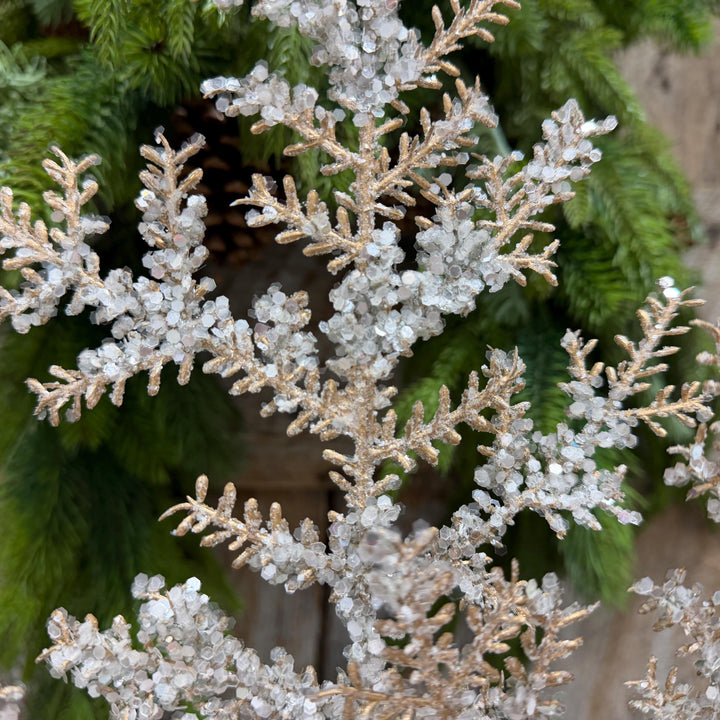 31" Champagne Sequin Cedar Spray, Christmas Tree Spray