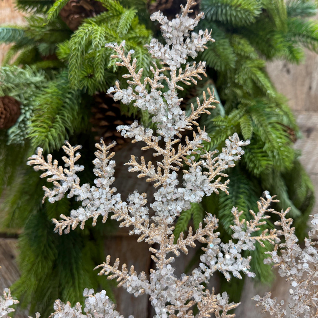 31" Champagne Sequin Cedar Spray, Christmas Tree Spray