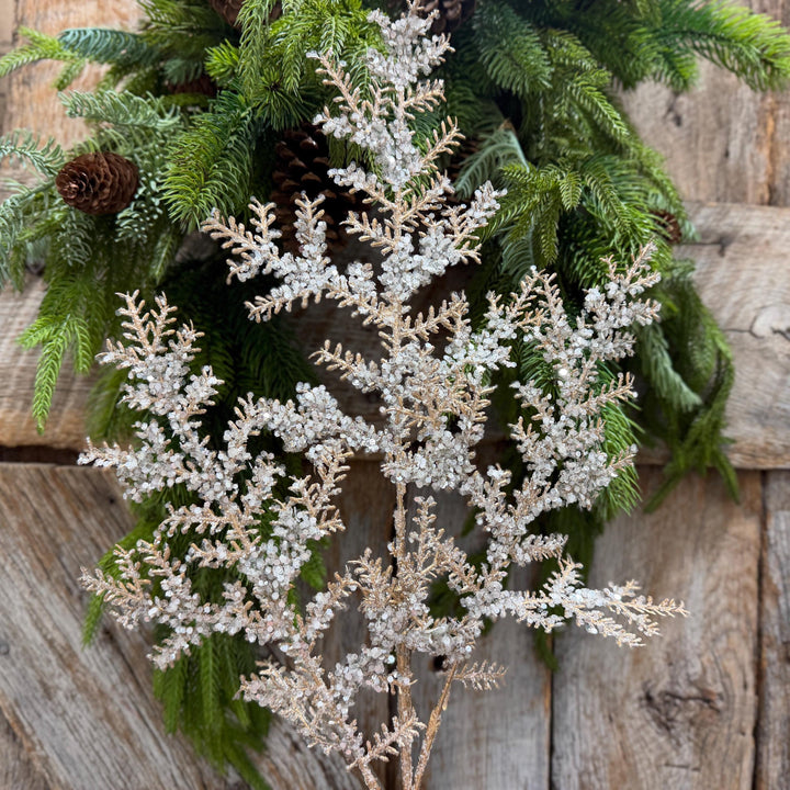 31" Champagne Sequin Cedar Spray, Christmas Tree Spray