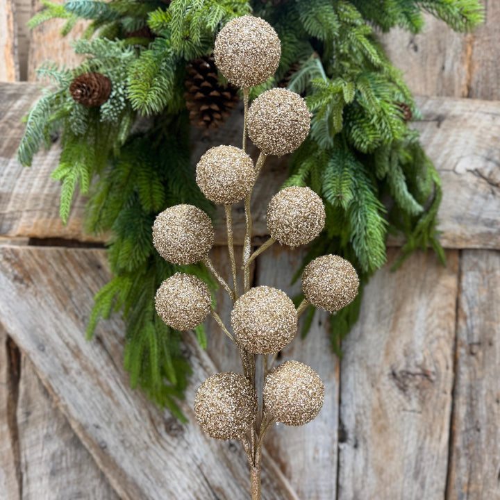 26" Champagne Gold Ball Spray, Christmas Ball Spray