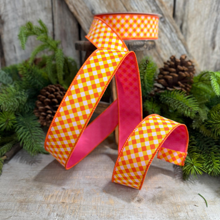 1.5" Halloween Ribbon, Hocus Pocus Plaid Ribbon, Farrisilk Ribbon, HR009-52