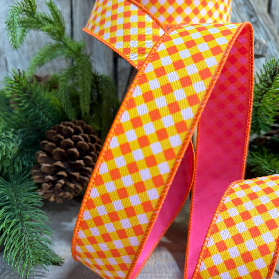 1.5" Halloween Ribbon, Hocus Pocus Plaid Ribbon, Farrisilk Ribbon, HR009-52