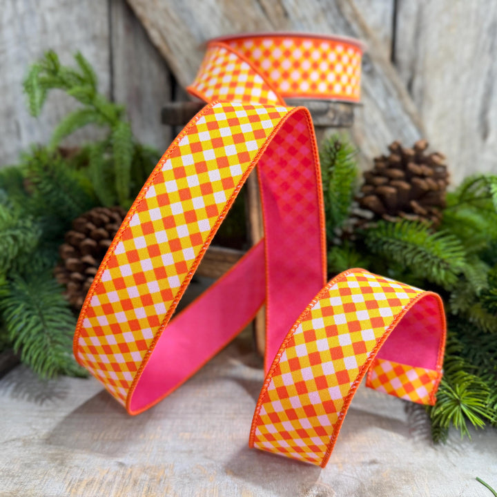 1.5" Halloween Ribbon, Hocus Pocus Plaid Ribbon, Farrisilk Ribbon, HR009-52