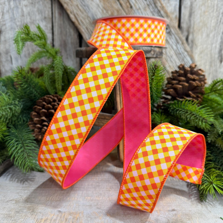 1.5" Halloween Ribbon, Hocus Pocus Plaid Ribbon, Farrisilk Ribbon, HR009-52