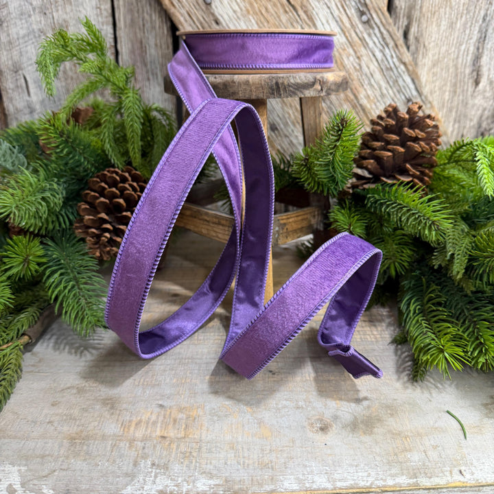 1" Purple Velvet Ribbon, Christmas Ribbon, Purple double sided velvet ribbon