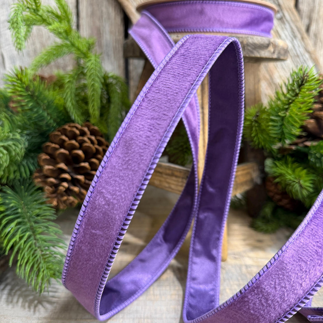 1" Purple Velvet Ribbon, Christmas Ribbon, Purple double sided velvet ribbon